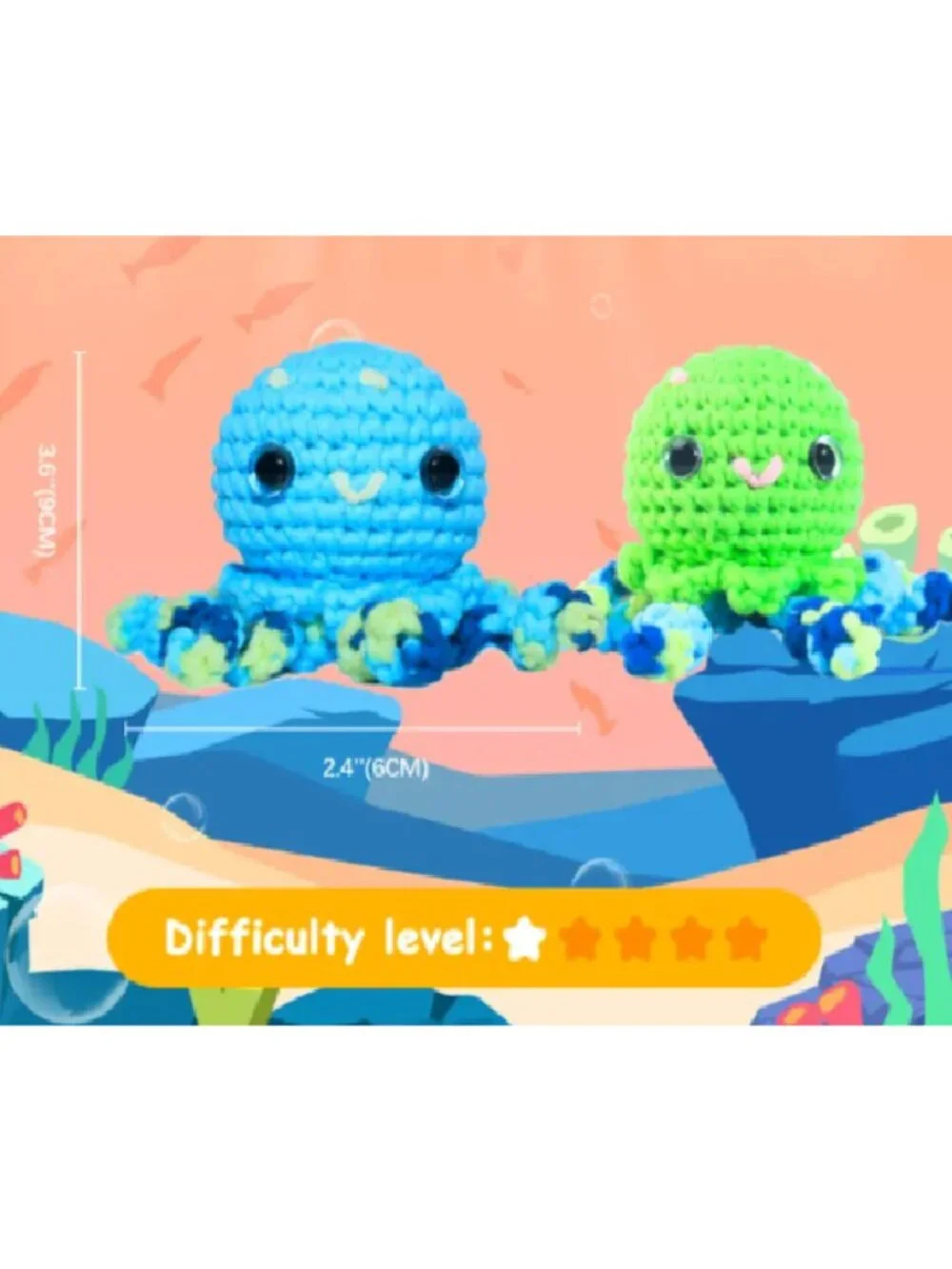 yes.sister! Octopus Pair Amigurumi Crochet Knit Kit DIY 3.5